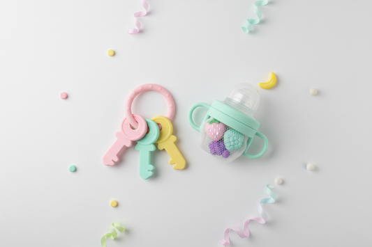 Teething Relief Bundle - Baby Teether Keys and Fruit Pacifier Feeder